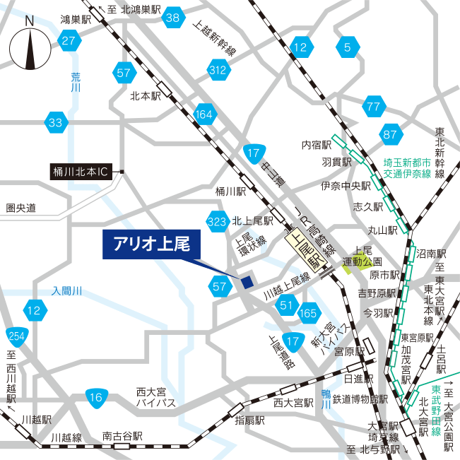 アリオ上尾の周辺地図